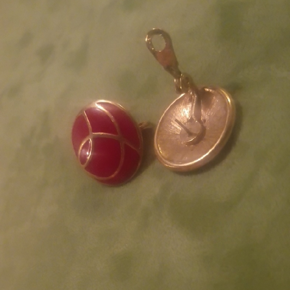 Gold-Tone Red Enamel Drop Charm Earring - Women Jewelry